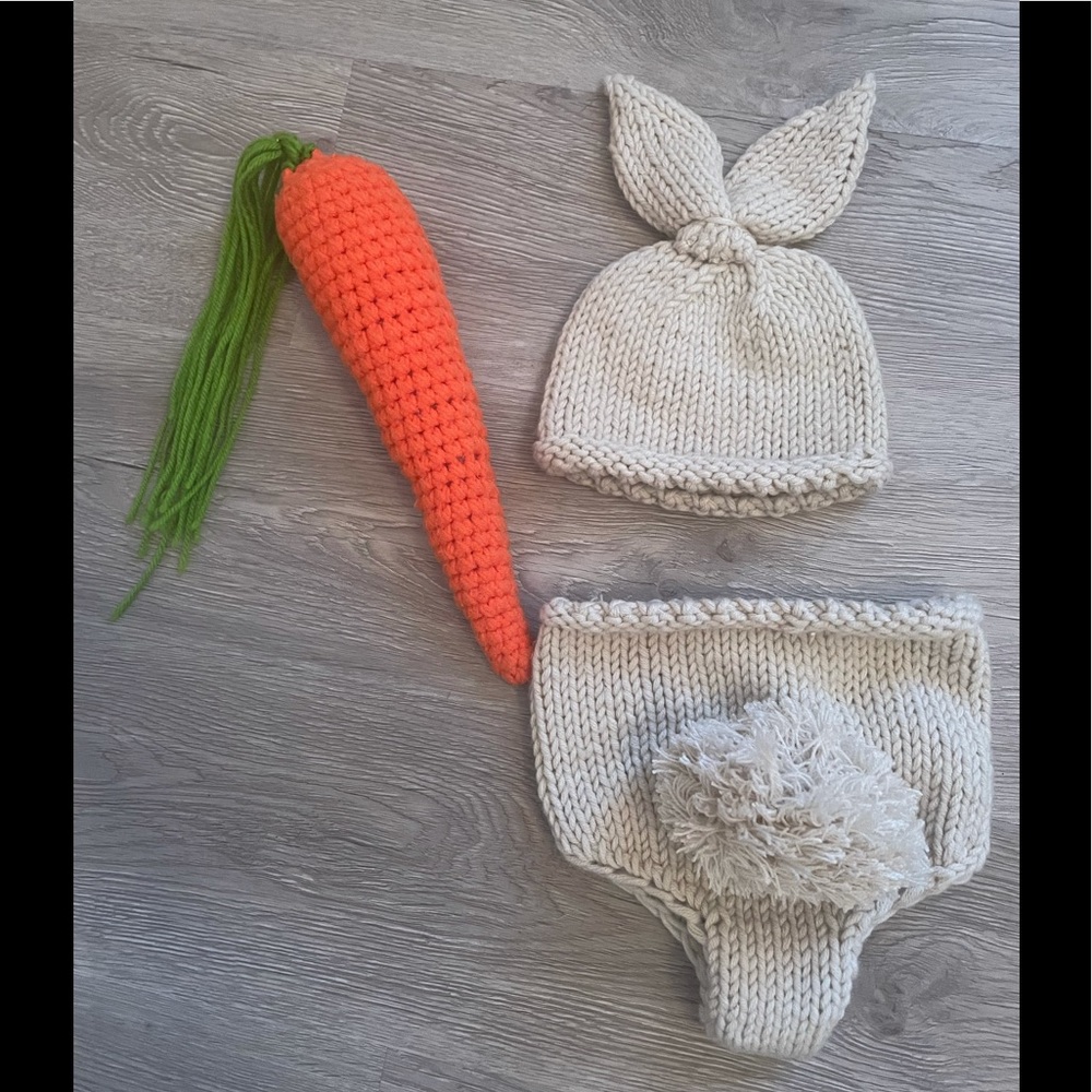 Easter Baby Bunny diaper cover & hat set size 6-12